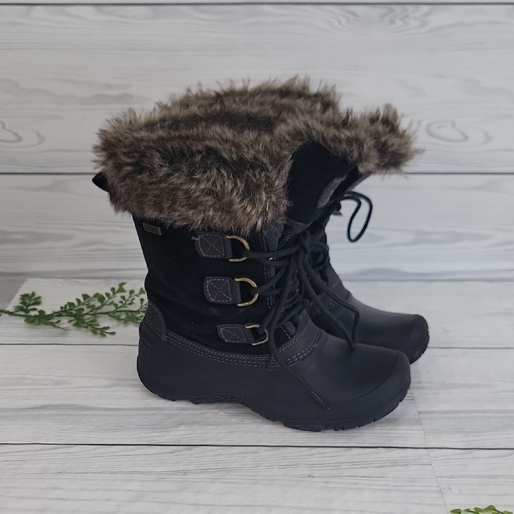 Khombu Winter Boots - Black with Faux Fur Womens Size 6M
